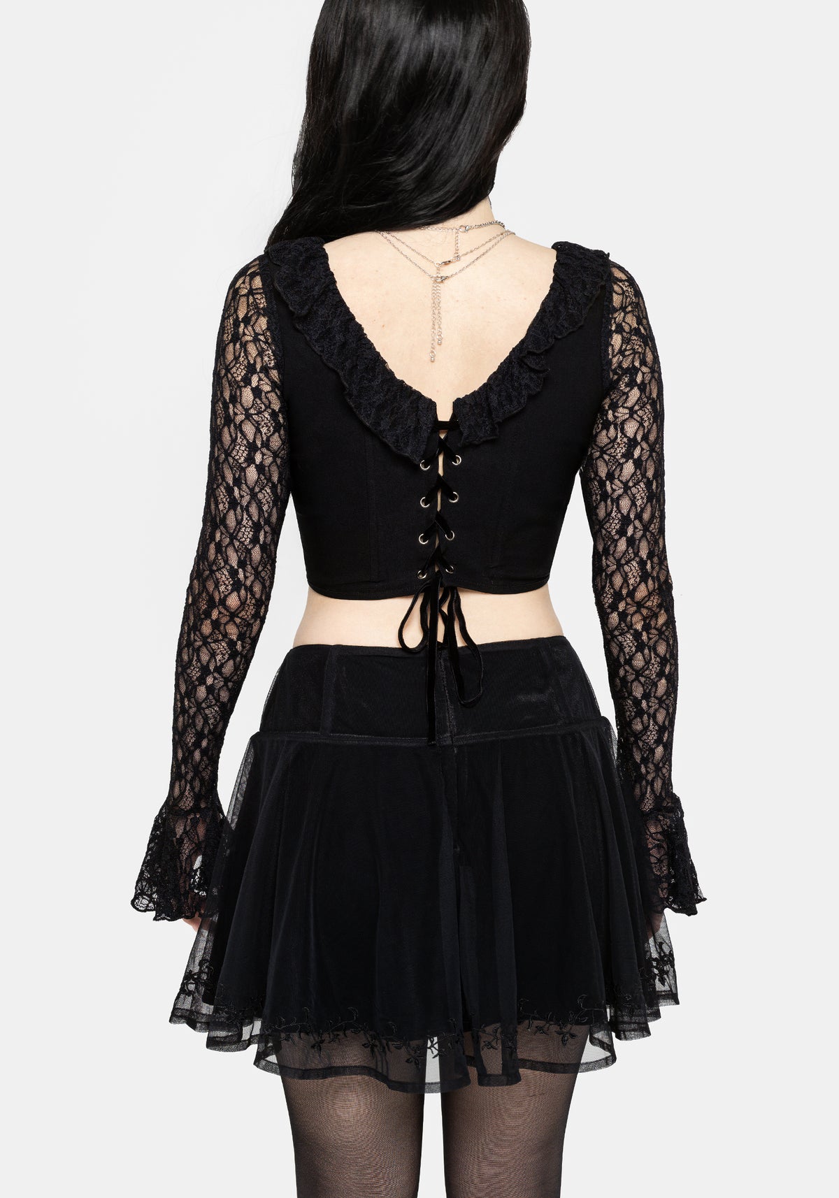 Mila Langarm Lace Corseted Oberteil