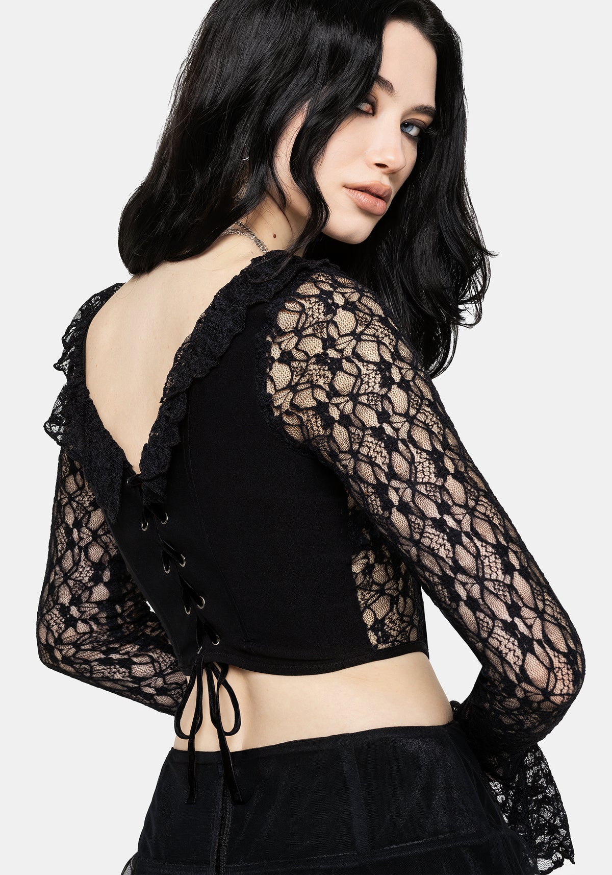 Mila Langarm Lace Corseted Oberteil