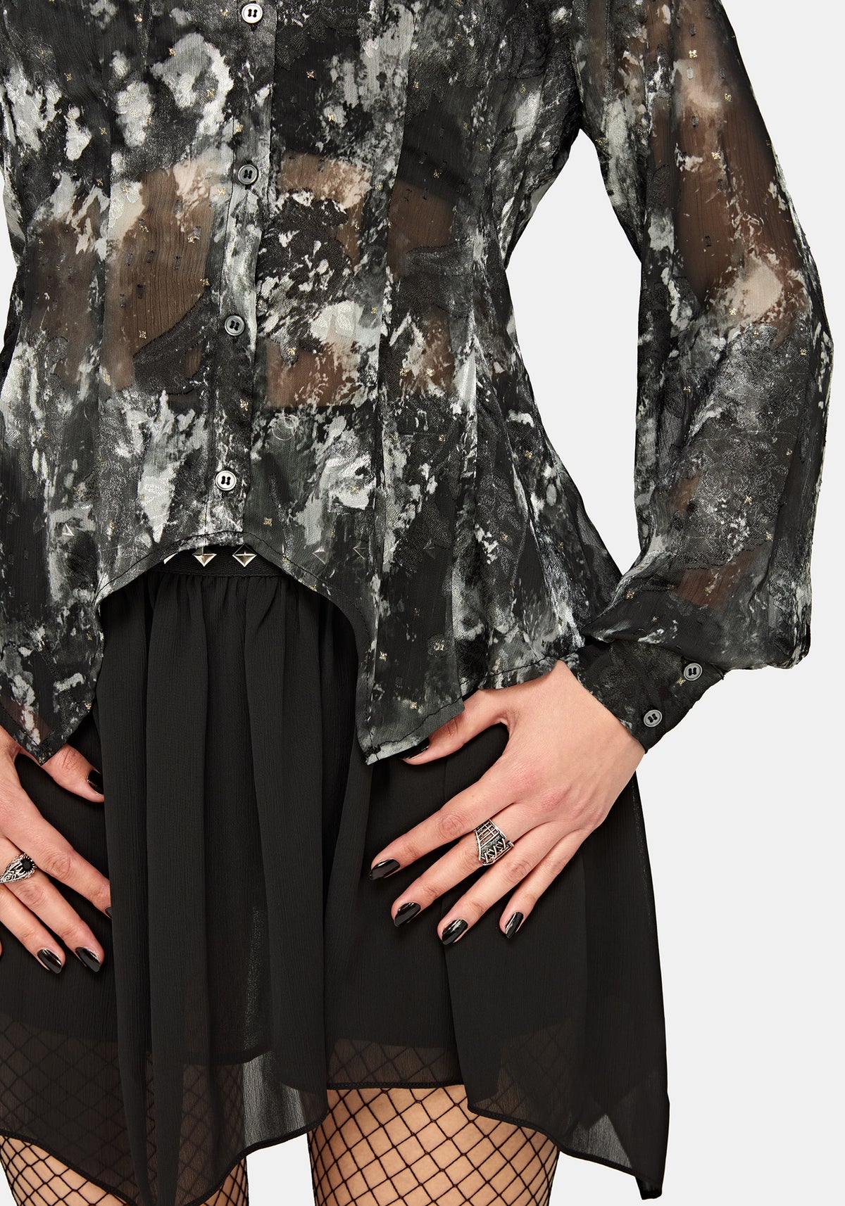 Essie Cinched Jacquard Hanky Saum Hemd