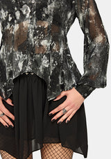Essie Cinched Jacquard Hanky Saum Hemd