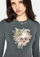 Taeyla Floral Skull Long Sleeve Baby Tee