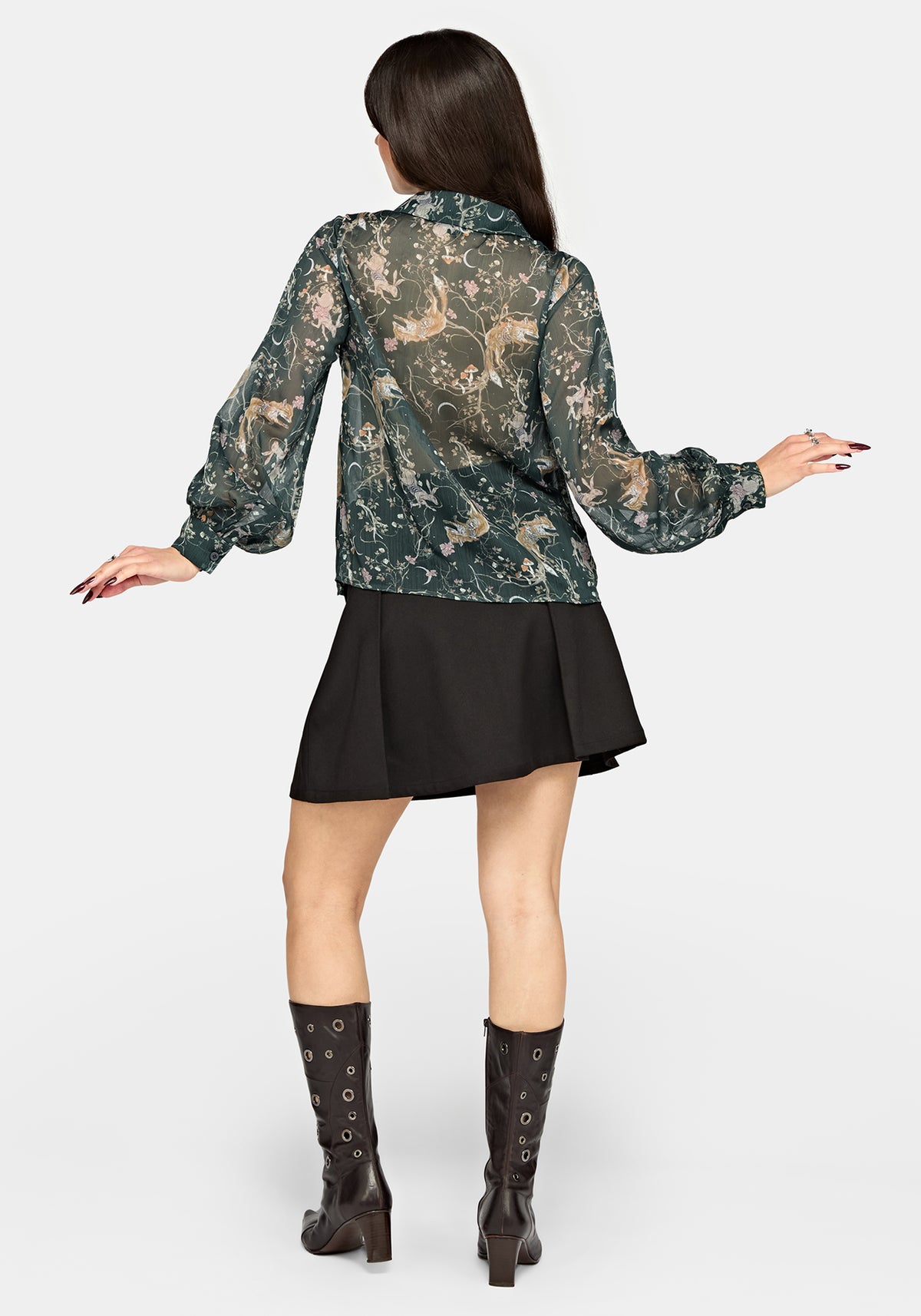 Renard Print Chiffon Shirt