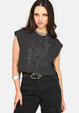 Alana Bindung Seite Graphic Crop-Oberteil