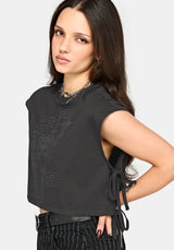 Alana Bindung Seite Graphic Crop-Oberteil