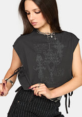 Alana Bindung Seite Graphic Crop-Oberteil