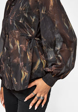 Ember Cinch Taille Chiffon Hemd