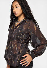 Ember Cinch Taille Chiffon Hemd