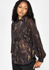 Ember Cinch Taille Chiffon Hemd