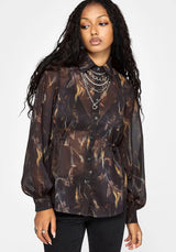 Ember Cinch Taille Chiffon Hemd