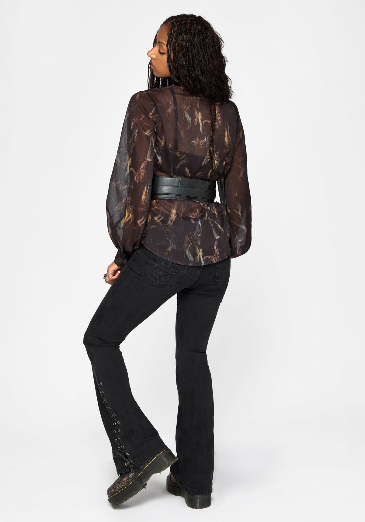 Ember Cinch Taille Chiffon Hemd