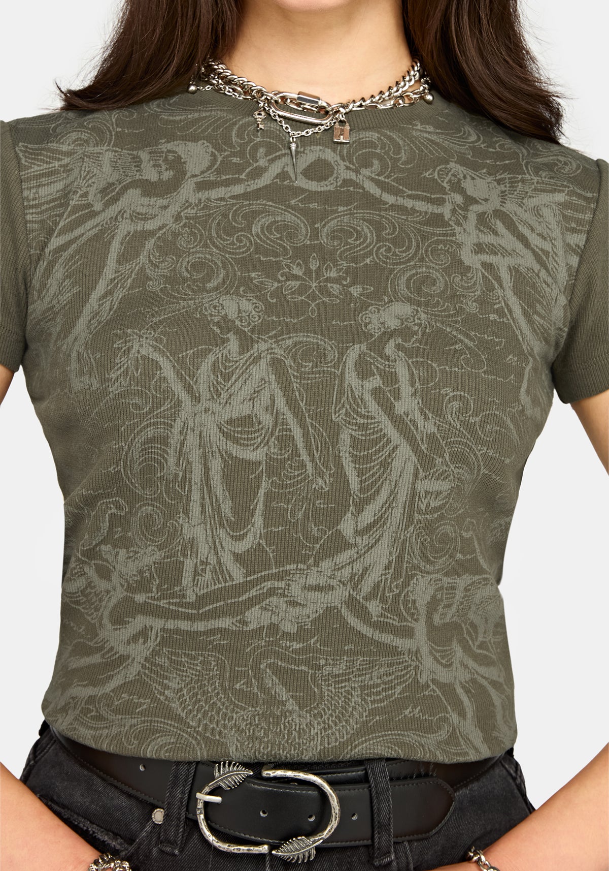 Eleni Mythology Print Gerippt Baby T-Shirt