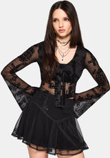 Pyra Jewel Flock Mesh Tie Front Top