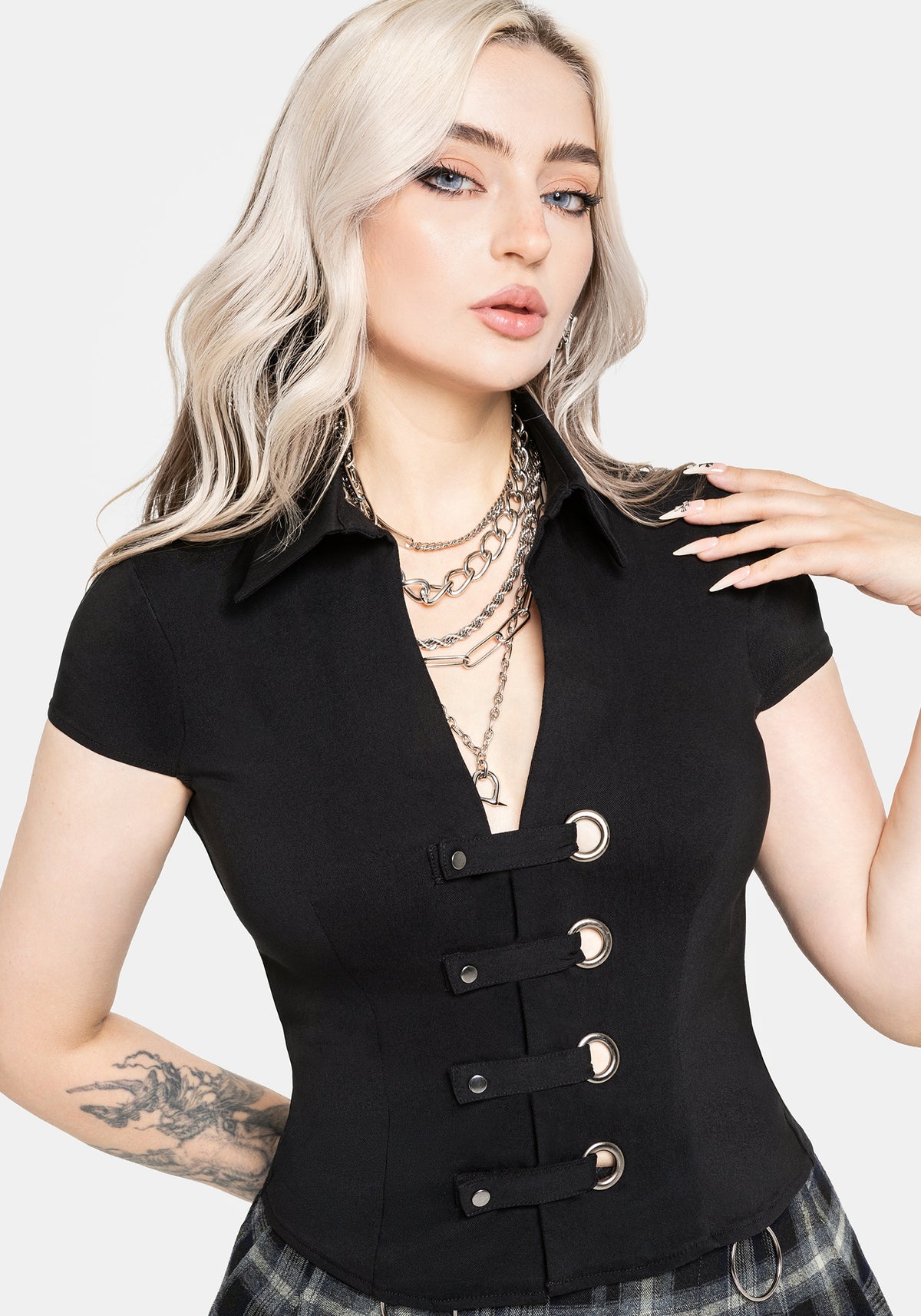 Alina Stripe Bengaline Eyelet Shirt EU 34