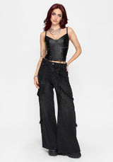 Ami PU Schnürung Camisole-Oberteil
