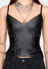 Ami PU Schnürung Camisole-Oberteil