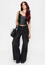 Ami PU Schnürung Camisole-Oberteil