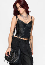 Ami PU Schnürung Camisole-Oberteil