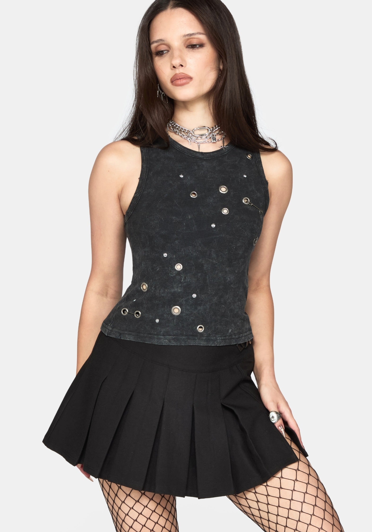 Cassiana Ribbed Eyelet Vest