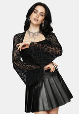 Ashes & Words Square Neck Flock Mesh Top