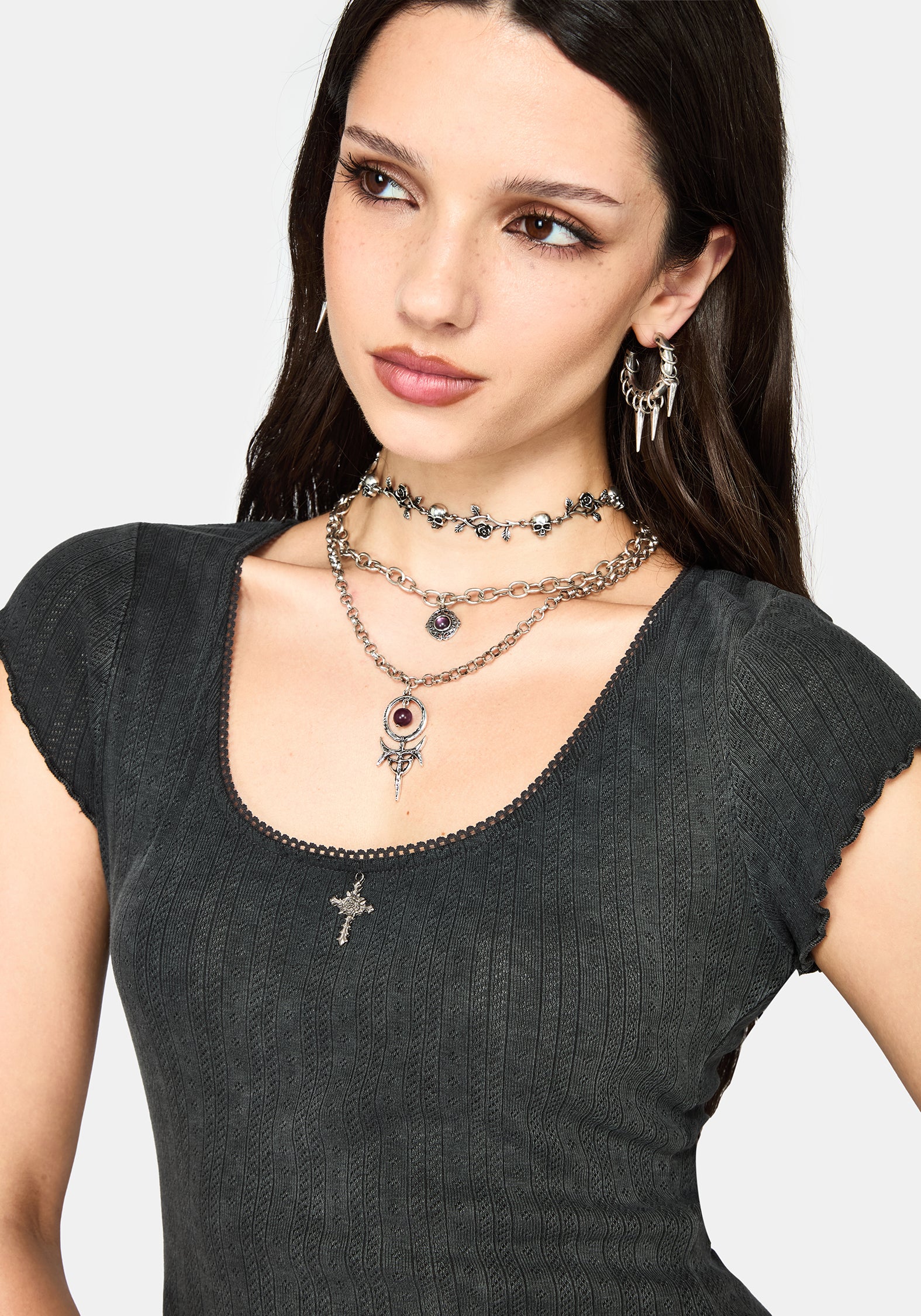 Lucera Short Sleeve Pointelle Scoop Neck Top