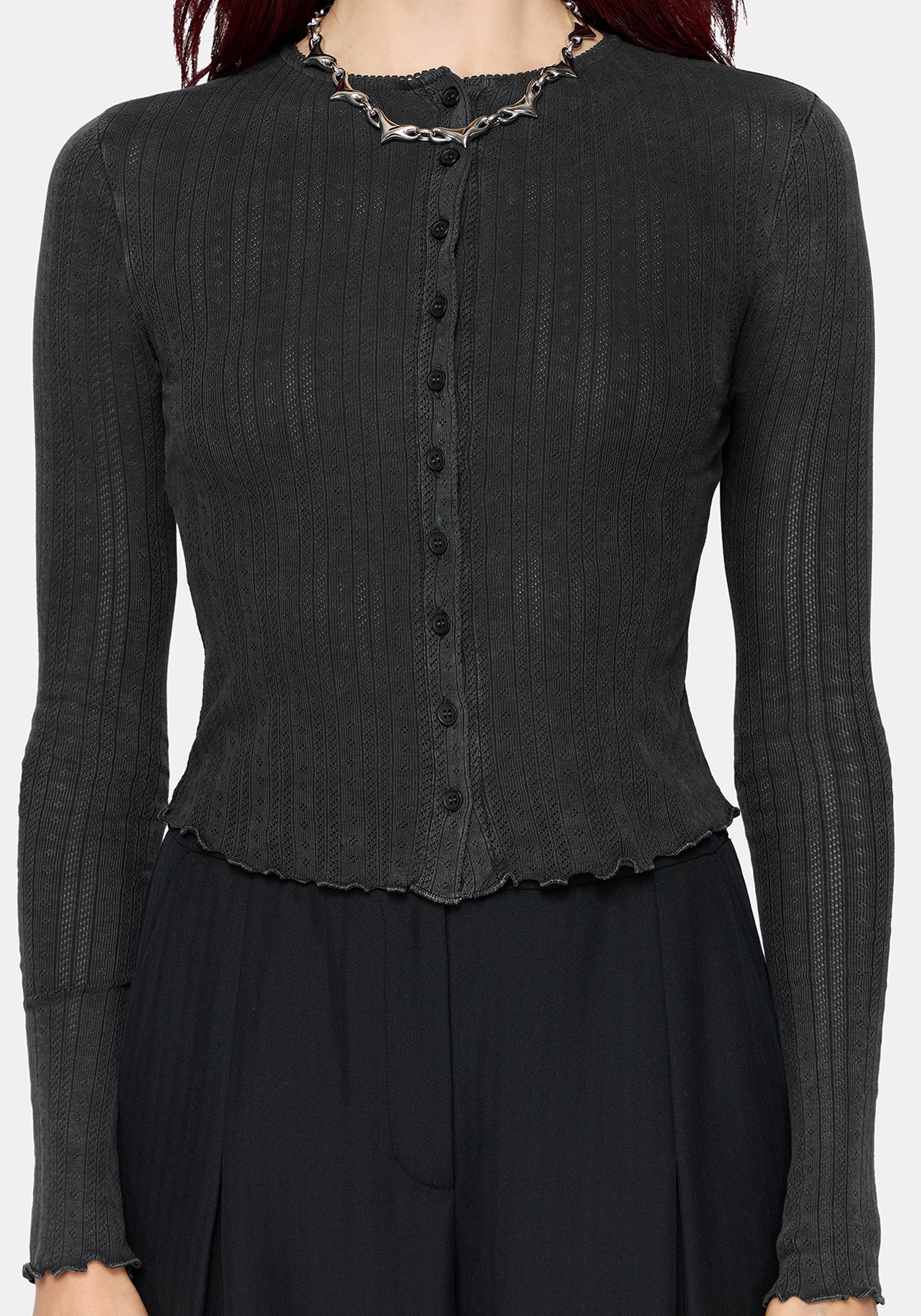 Lucera Pointelle Long Sleeve Cardigan