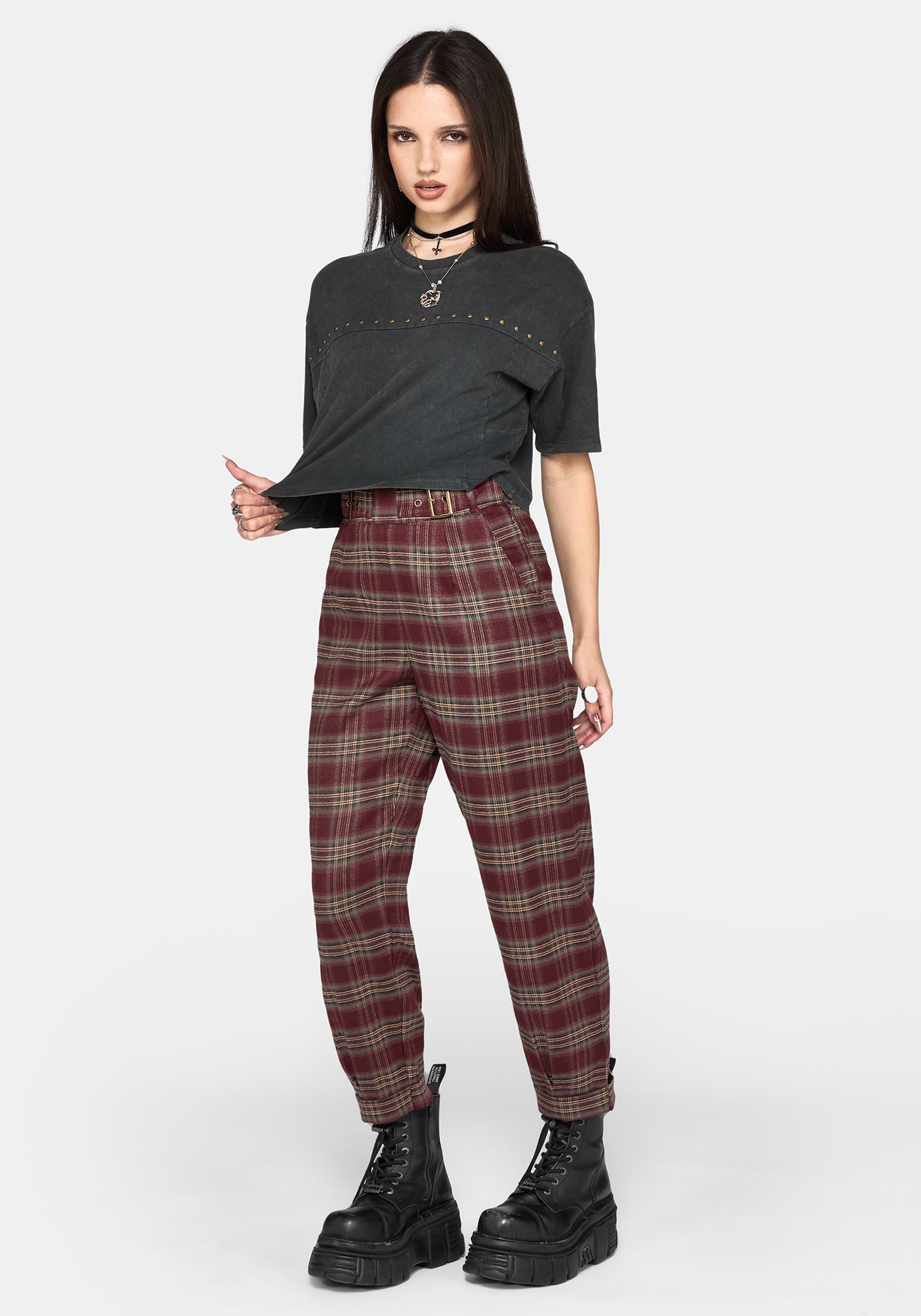 Jaydan Studded Crop Boxy T-Shirt
