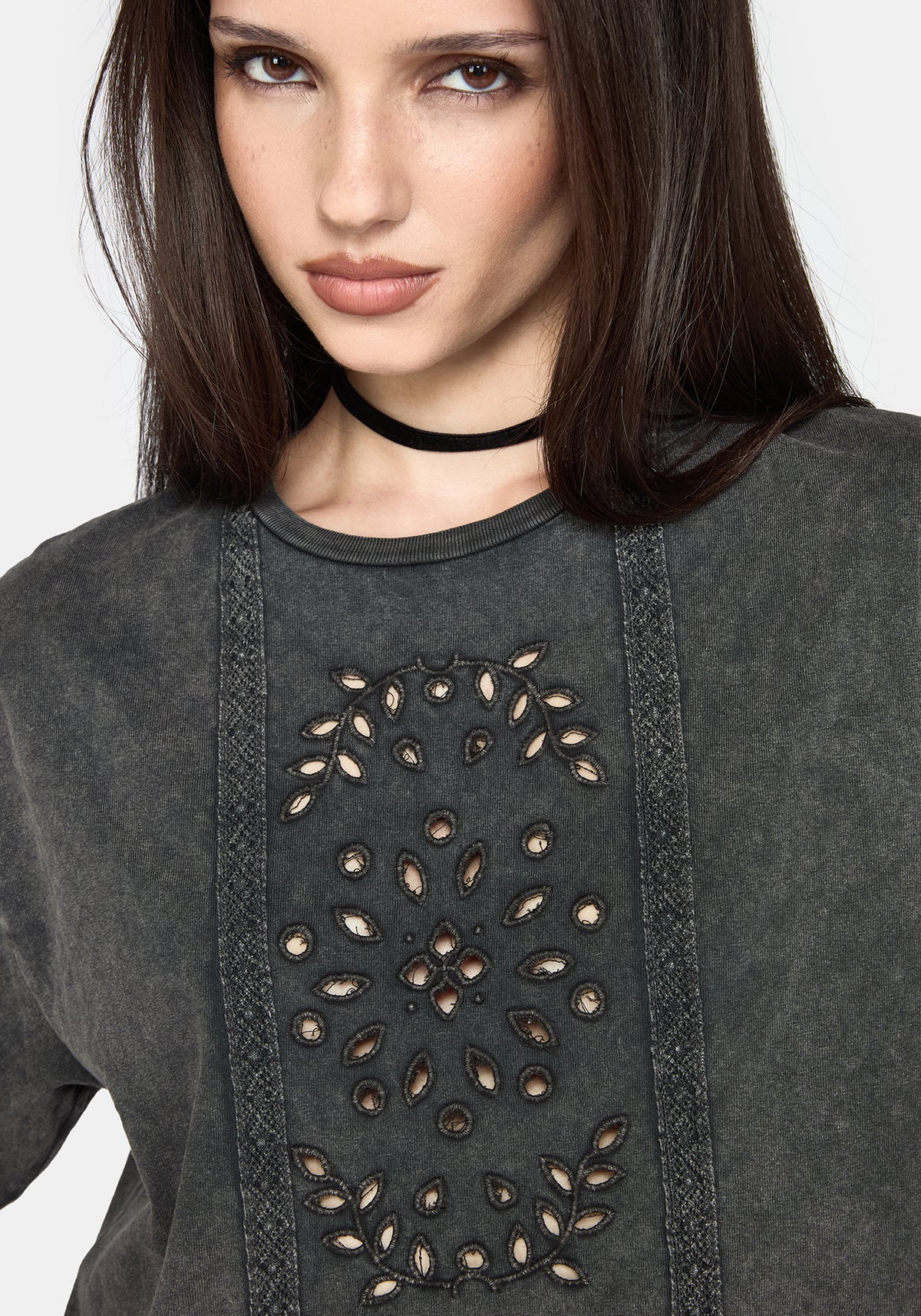 Morgan Cutwork Crop Boxy T-Shirt