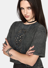 Morgan Cutwork Crop Boxy T-Shirt