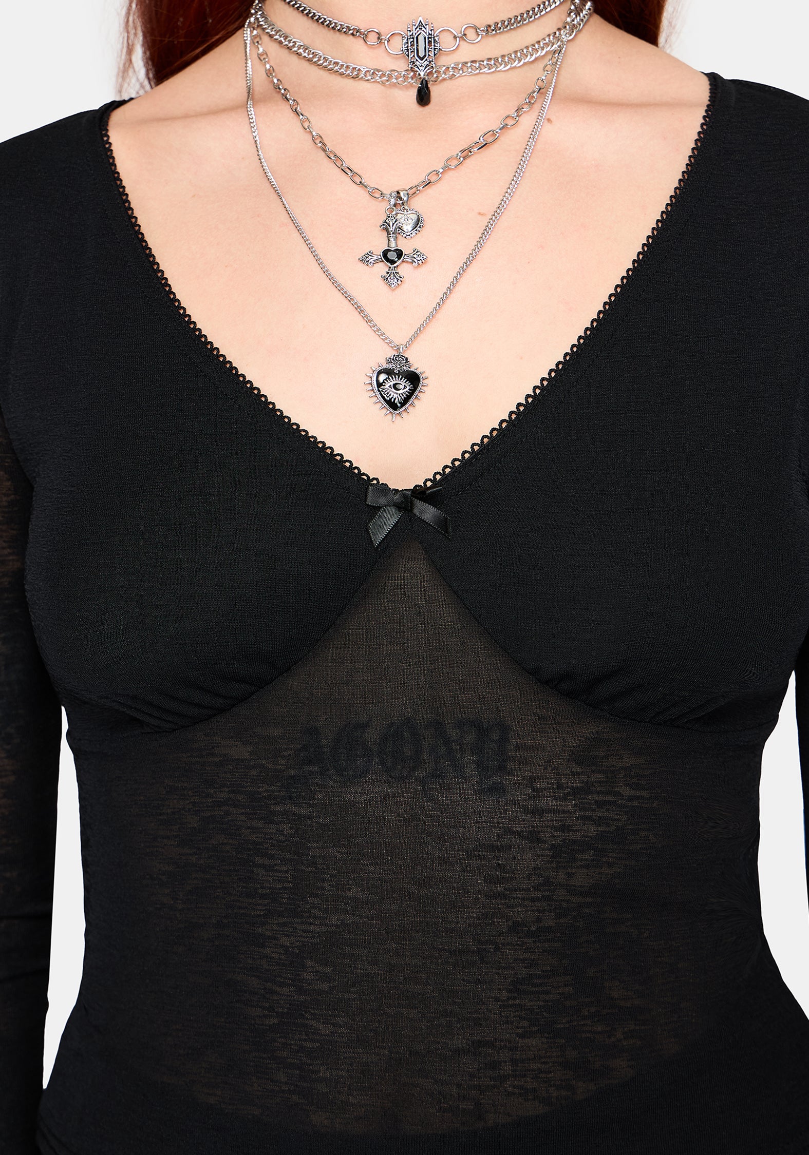Verity Mesh V Neck Top