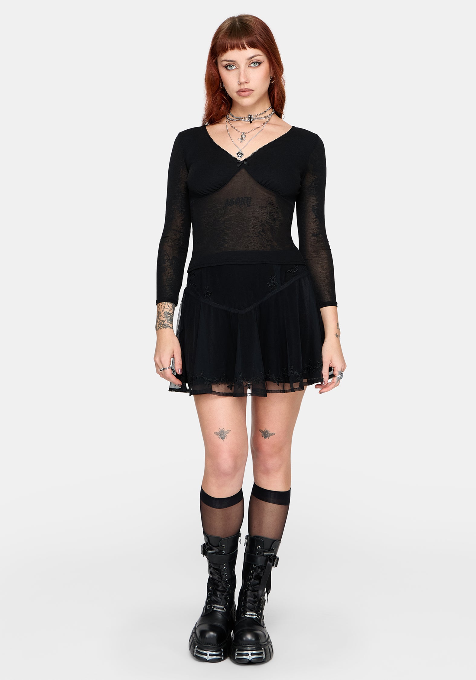 Verity Mesh V Neck Top
