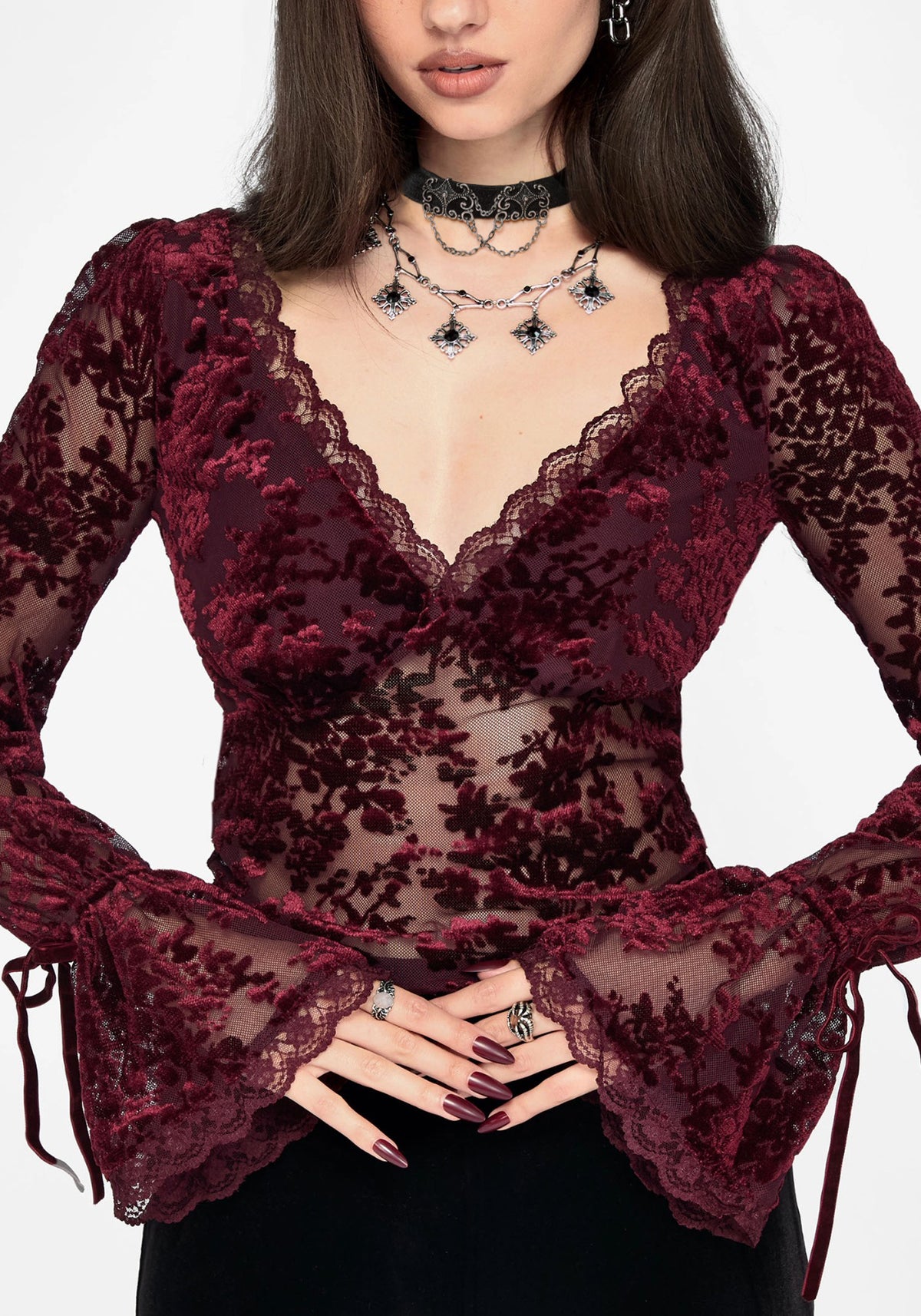 Delilah Kordelflock Langarm Bluse