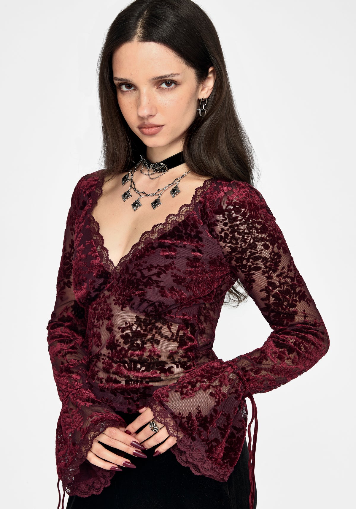 Delilah Kordelflock Langarm Bluse