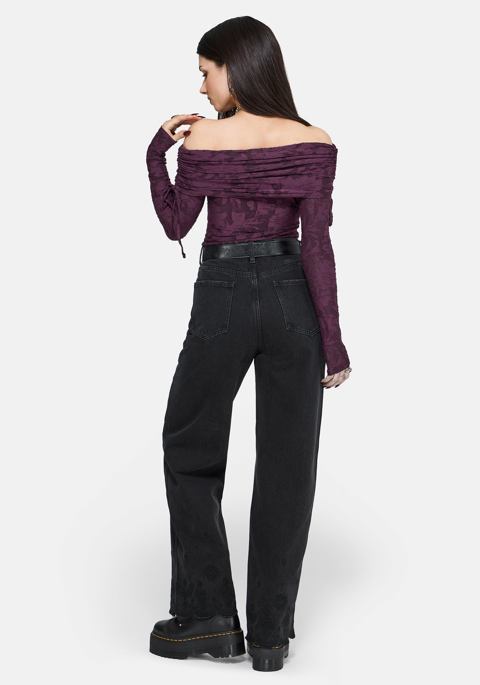 Demi Devore Ruched Off The Shoulder Top - Plum