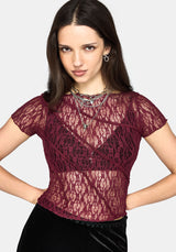 Suri Lace Kurzarm T-Shirt - Plum