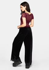 Suri Lace Kurzarm T-Shirt - Plum