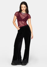 Suri Lace Kurzarm T-Shirt - Plum