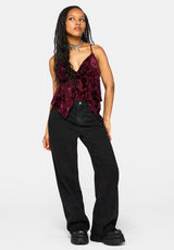 Sienna Hanky Hem Cami Top - Burgundy