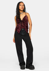 Sienna Hanky Hem Cami Top - Burgundy