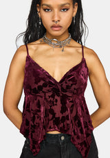 Sienna Hanky Hem Cami Top - Burgundy