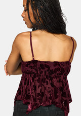 Sienna Hanky Hem Cami Top - Burgundy