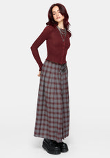 Lucera Pointelle Long Sleeve Cardigan - Red
