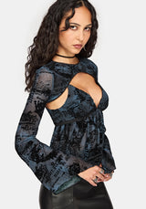 Disturbia x The Witcher Flocked Mesh Shrug Cami Top
