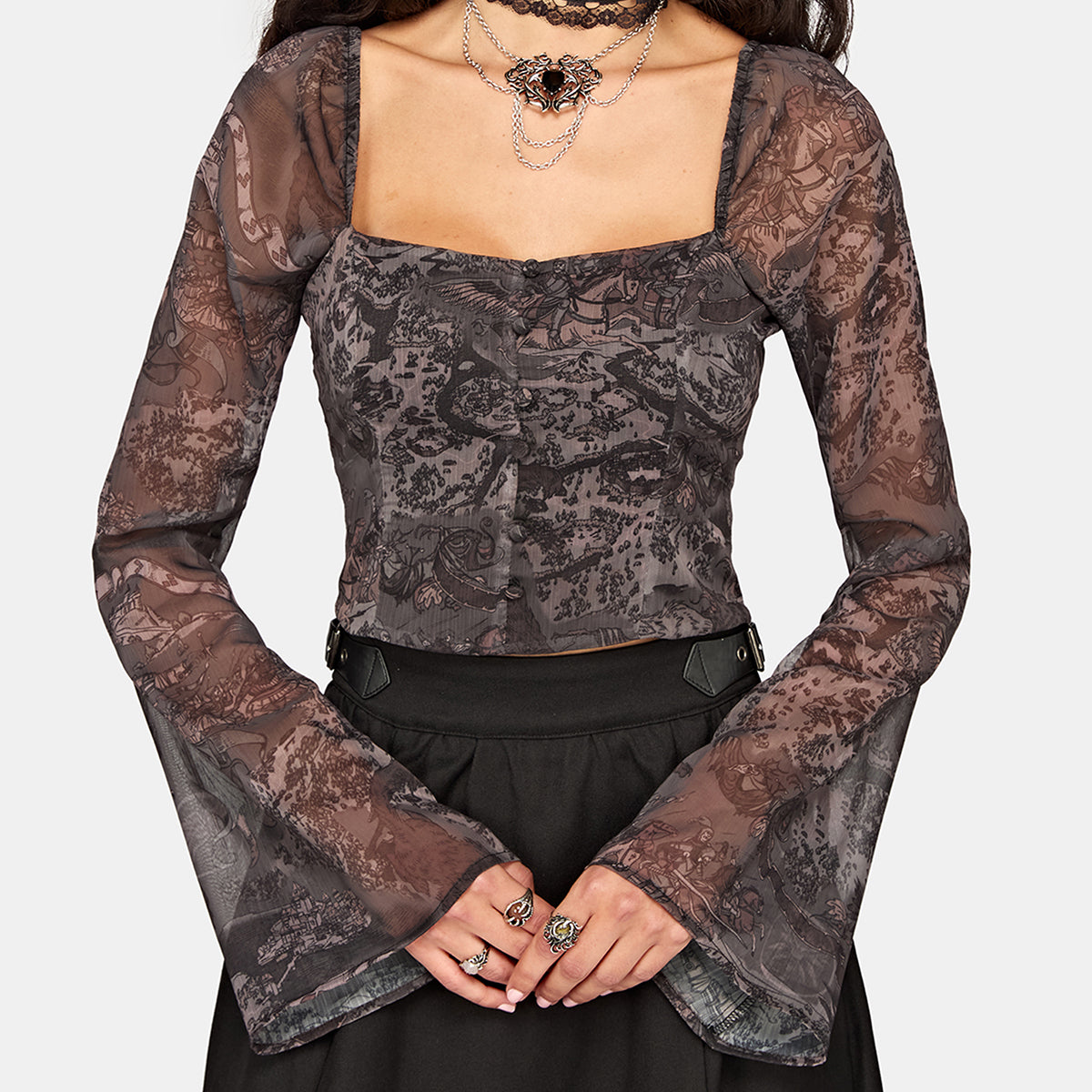 Flared Chiffon Blouse