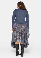 Lucera Long Sleeve Pointelle Scoop Neck Top - Blue
