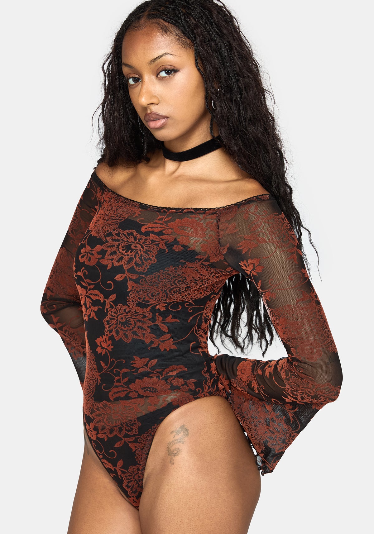 Allegra Flock Off The Shoulder Bodysuit