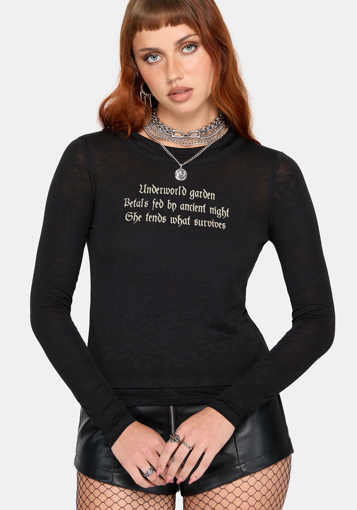 Ancient Long Sleeve Burnout Graphic T-Shirt