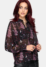 Foxglove Print Chiffon Shirt