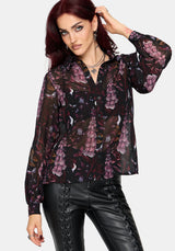 Foxglove Print Chiffon Shirt
