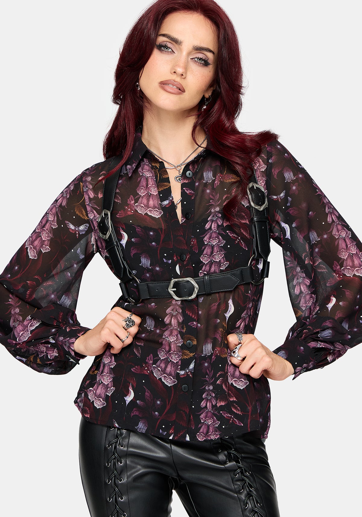 Foxglove Print Chiffon Shirt