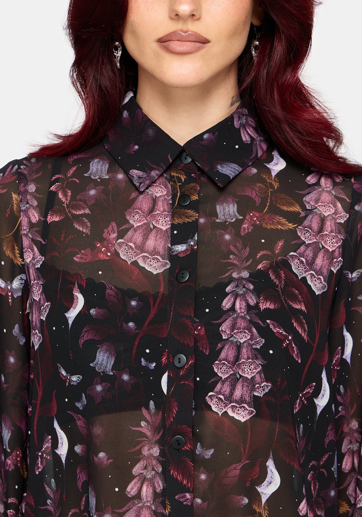 Foxglove Print Chiffon Shirt